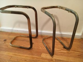 Vtg Brass Gold Tone Metal Side End Table Mid Century Curve Milo Baughman Style