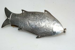 Antique Sterling Silver Fish Nanny ? Pin Brooch Great Detail Texture 2