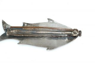 Antique Sterling Silver Fish Nanny ? Pin Brooch Great Detail Texture 3