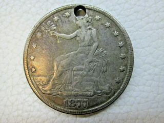 1877 - S Us $1 One Trade Dollar Snuff Opium Secret Box Hollow Coin Antique Locket