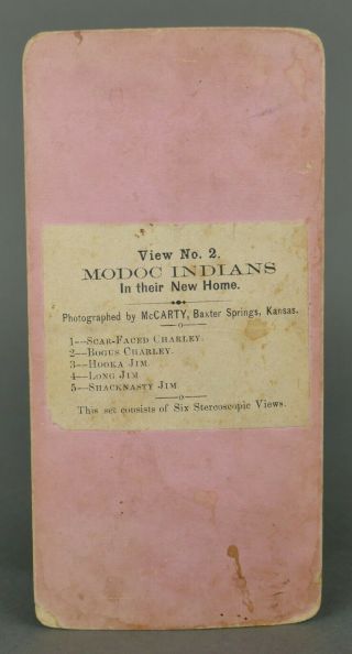 Antique 1880s Modoc Indians Baxter Springs Kansas McCarty Stereoview Photograph 6