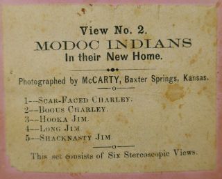 Antique 1880s Modoc Indians Baxter Springs Kansas McCarty Stereoview Photograph 7