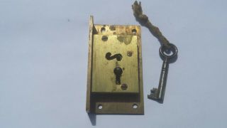 Antique Brass Furniture Lock For Cupboard Door,  Wardrobe Or Drawer With Key