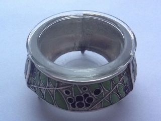 Decorative Vintage Russian Silver Plated Salt Pot With Enamelling