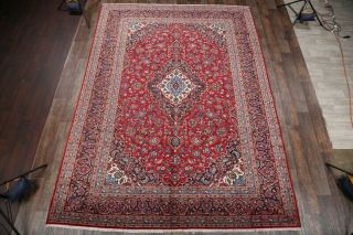 PERFECT VINTAGE TRADITIONAL FLORAL LARGE RED AREA RUG HAND - KNOTTED WOOL 10 ' X13 ' 3