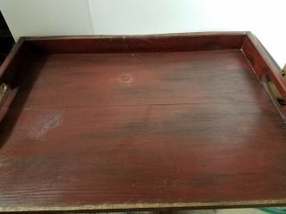 Primitive Stove Cover Noodle Board Hand Crafted Burgundy Wood Farmhouse Tray