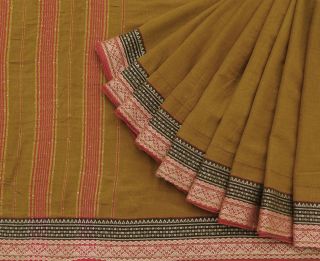 Vintage Indian Saree Cotton Silk Woven Fabric Dressmaking Craft Sari