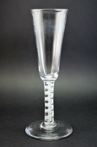 C1770 Antique 18thc Georgian George Iii Tall Ale Glass,  Spiral Opaque Twist Stem