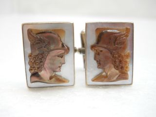 Vintage Cuff Links.  925 Sterling Silver Greek God Olympiad Hermes