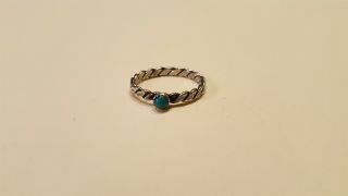 Antique Vintage Sterling Silver 925 Ring / Size 5.  5,  Turquoise