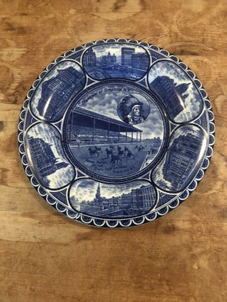 Antique Rowland Marsellus “syracuse” Flow Blue Plate Indian & Racetrack