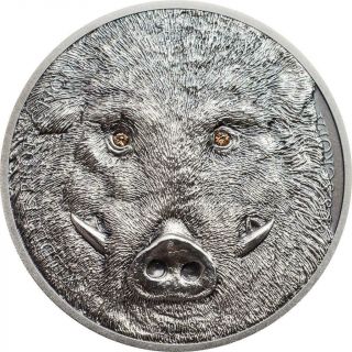 Mongolia 2018 500 Togrog Wild Boar – Sus Scrofa 1oz Silver Antique Coin