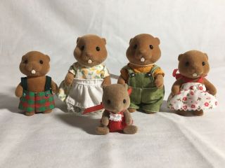 Calico Critters/sylvanian Families Vintage Beaver Family Of 5