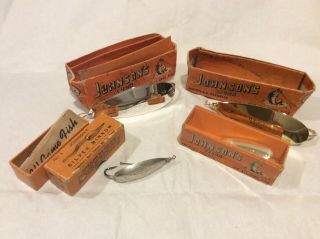 Vintage Johnson’s Silver Minnow Lures W Boxes