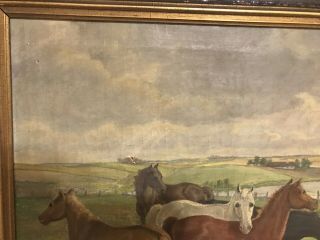Antique 1800’s Signed Oil Painting of Horses 6