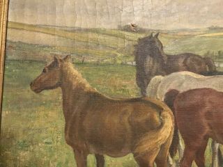 Antique 1800’s Signed Oil Painting of Horses 7