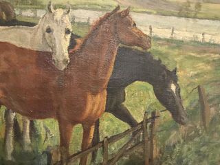 Antique 1800’s Signed Oil Painting of Horses 8