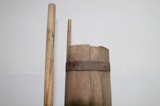 Antique Primitive Old Big Wooden Hand Made Butter Churn from whole tree 5