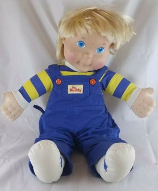 Vintage 1990 Hasbro 22 " Playskool Blonde Hair Blue Eyes/overalls My Buddy Doll