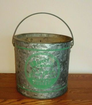 Vtg Lucky Waters Minnow Bucket Bait Pail Galvanized With Insert Floating - Euc