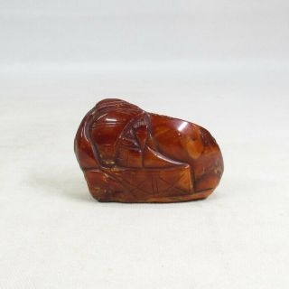 A891: Real Old Japanese Netsuke Amber Or Pine Resin Etc With Good Atmosphere