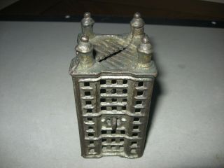 Antique Cast Iron Toy Skyscraper Building Coin Bank Circa 1900