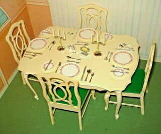 Vintage Pedigree Sindy Dining Table And Chairs With Accessories 4