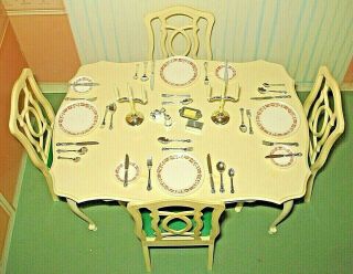 Vintage Pedigree Sindy Dining Table And Chairs With Accessories 5