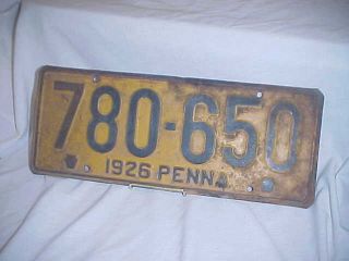 Antique 1926 Penna Pennsylvania Pa License Plate 780 - 650