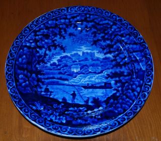 Dark Blue Staffordshire 8 7/8 " Plate,  Clews C.  1820,  " St.  Catherine 