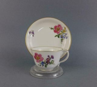 Antique Meissen Dresden Floral Porcelain Cup And Saucer 1