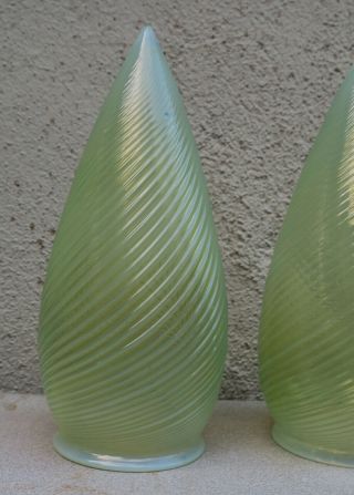 2 Antique Vaseline glass shade PART Newel post lamp sconce Vintage Uranium Opali 7