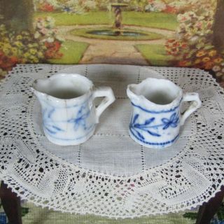 Antique Victorian Flow Blue China Teaset Dishes Germany Child Doll Miniature Toy