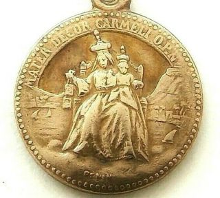 Our Lady Of Carmel & Sacred Heart Of Jesus - Antique Art Medal Pendant By Penin