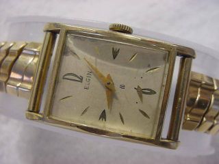 Vintage Gold Fd Large Antique Art Deco 19 Jewels Elgin Curvex Mens Watch