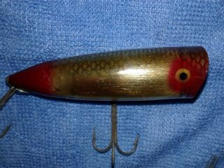 Vintage Heddon Chugger Spook Lure - Top Water Bait - Fish Flash Red/gold - Tough