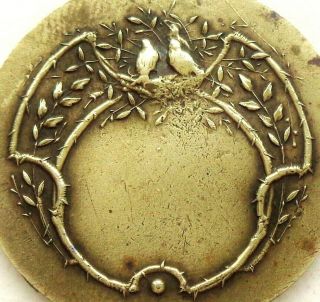 Swallow Birds Nesting Decors - Large Families - Antique Art Medal Signed M.  Pautot