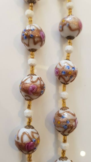 Antique Stunning Vintage Murano Glass Venetian Wedding Cake Bead Necklace
