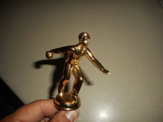Vintage Bowling Trophy Topper Gold Plated Metal Old Stock Male Bowler