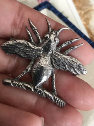 Antique/vintage Sterling Silver Heraldic Honey /bumble Bee Insect Brooch/pin