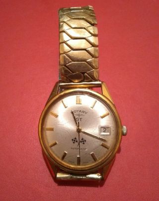 Vintage 1967 Rotary Gt Gold Plated 21 Jewel Automatic Swiss Watch