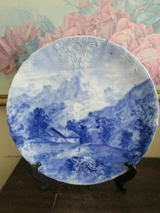 Antique Flow Blue J & C Meakin Hanley England Charger Plate Semi - Porcelaine