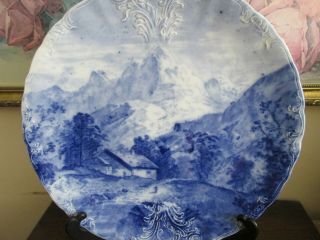 Antique Flow Blue J & C Meakin Hanley England Charger Plate Semi - Porcelaine 2
