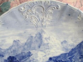 Antique Flow Blue J & C Meakin Hanley England Charger Plate Semi - Porcelaine 4