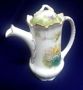 Antique R C Rosenthal Malmaison Bavaria Coffee Pot Teapot 8 1/2 " Minty