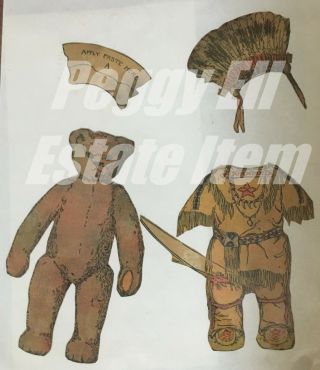 1900 ' S 3 VINTAGE NEWSPAPER TEDDY BEAR PAPER DOLL & CLOTHES 3
