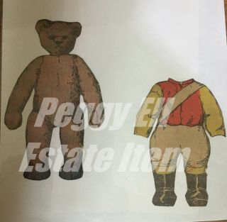1900 ' S 3 VINTAGE NEWSPAPER TEDDY BEAR PAPER DOLL & CLOTHES 4