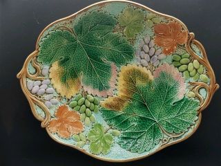 Antique Wedgwood Majolica 12 " Platter/plate Autumn Leaves & Grapes