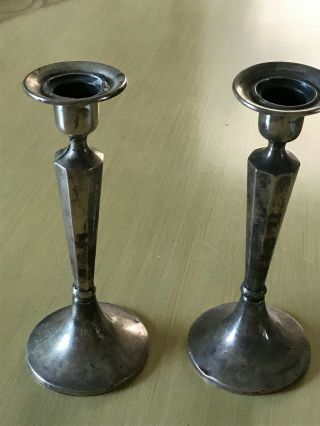 Vintage Pair Sterling Silver Candle Holders Candlesticks 8 - 1/2 " Weighted