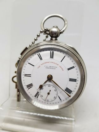 Antique Solid Silver Gents J.  G.  Graves Sheffield Pocket Watch 1900 Ref459